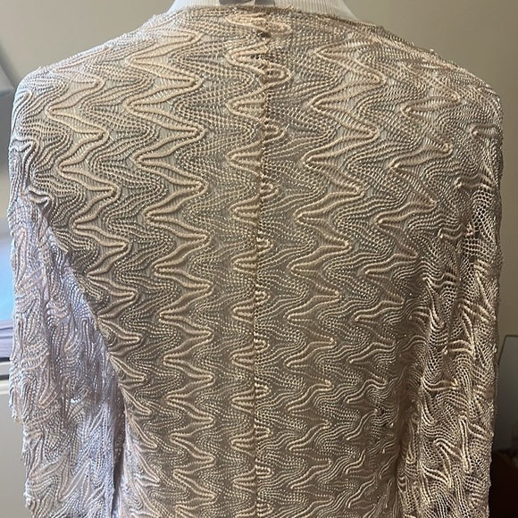 Becca swimsuit cover-up, deep, V-neck, tie at waist, lace fabric, side slits - Picture 5 of 10